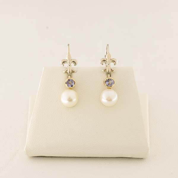 Pearl Tanzanite Earrings