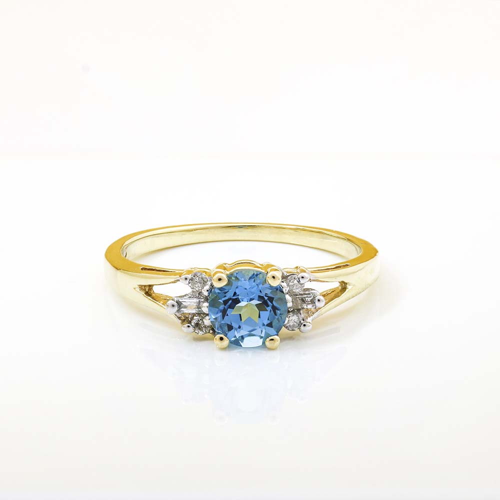 Swiss Blue Topaz with Diamonds Ring